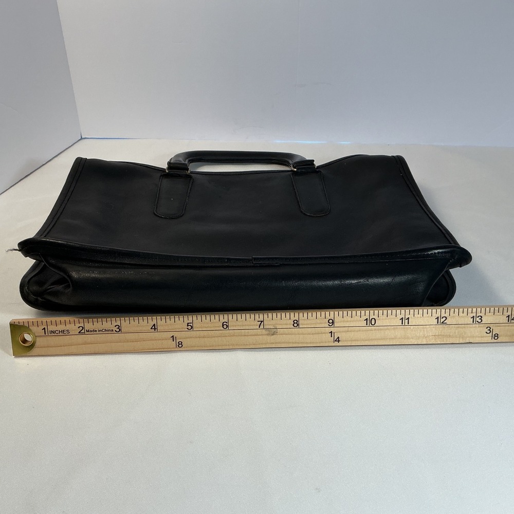 Vintage Coach Black Leather Briefcase Retractable Handle Document Bag 5265 - Picture 9 of 12